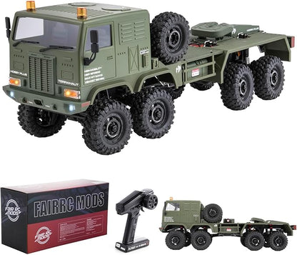 1/18 CR18P Terranaut 8x8 RC Crawler 8WD Rock Truck with Active-AWS All-Wheel Steering 2-Speed Transmission Remote Winch &amp Portal Axles Metal Gears Off-Road RC Car for Adults Collectors (Green)