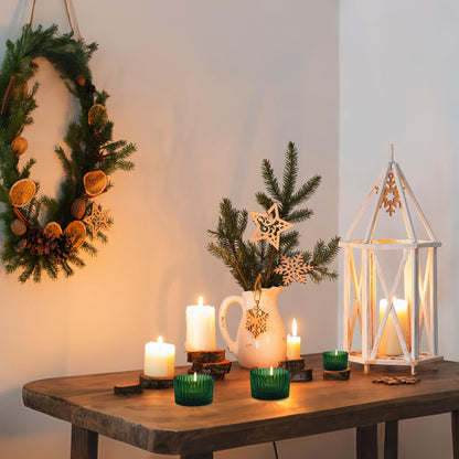 Jollyhilan 6 Pack Glass Candle Holder,Round Glass Candle Tray Ribbed Tealight Holders for Votives, Floating Candles Table Centerpieces Wedding Home Decor,Green