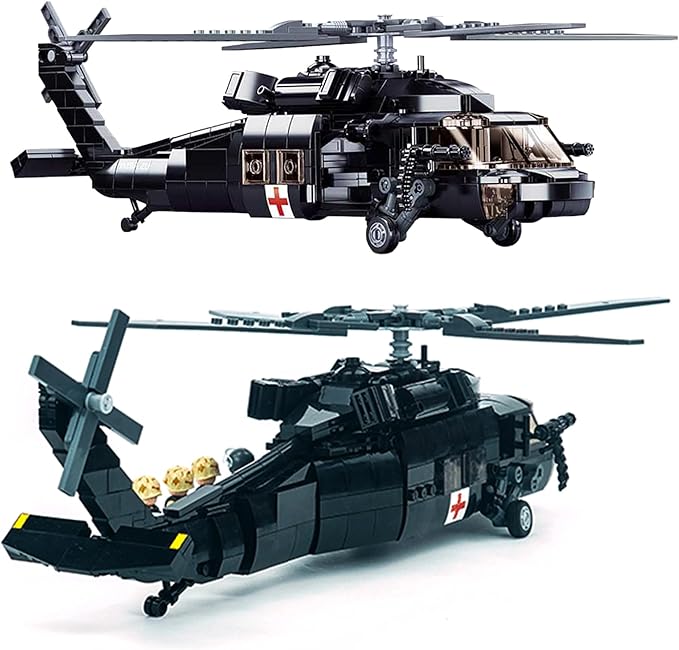 UH-60 Black Hawk Military Utility Helicopter Building Toy - Army Set with 692 PCS and 4 Toy Soldiers