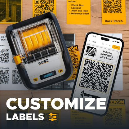 REEKON P1L Tagger Construction Label Printer – Portable Bluetooth Thermal Jobsite Printer with QR Codes, One Click Custom Labels, Battery Powered