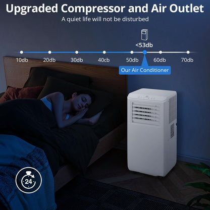 GarveeTech 8000Btus Portable Air Conditioner AC Unit 3 in-1 Air Conditioners w/Dehumidifier & Fan Modes Auto Evaporation for Home up to 350 sq. ft. Complete Window Mount Exhaust Kit, 24H Timer