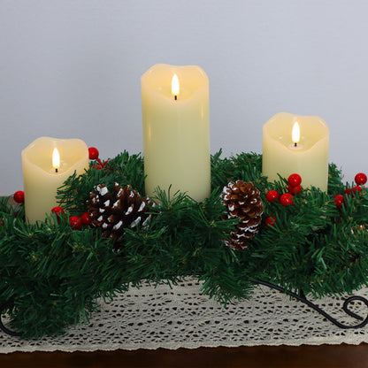 Warmhere Flickering Flameless Candles, Realistic LED Candles Battery Operated with Remote and Timer, Ivory Real Wax Pillar Candle for Christmas Home Wedding Party Decorations, Set of 3