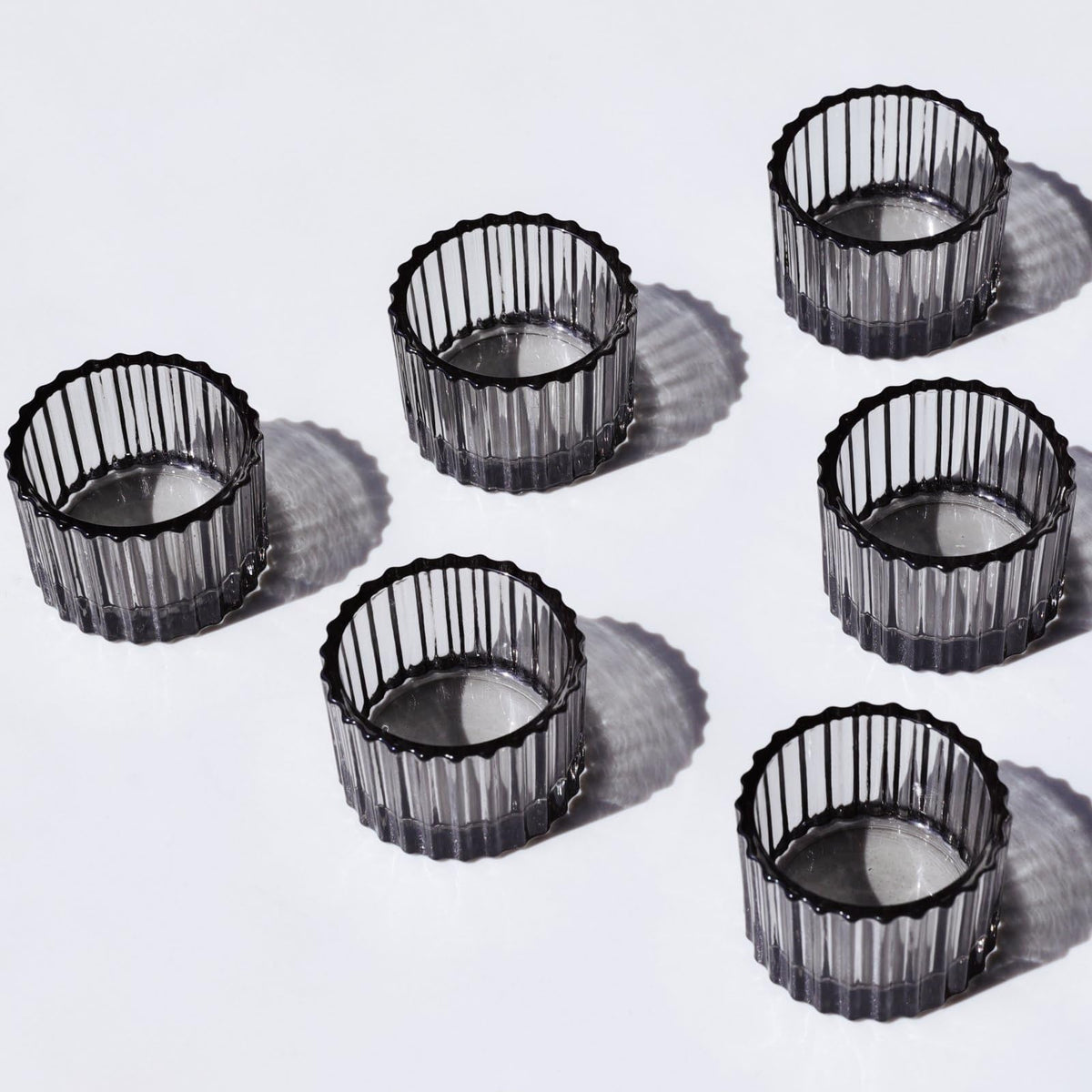 VOHO Classic Grey Tealight Candle Holder for Modern Home Decor, Set of 12 Tea Light Candle Holder Glass Ribbed Gifts for Thanksgiving Holiday, Small Votive Candle Holders for Birthday Themed Party