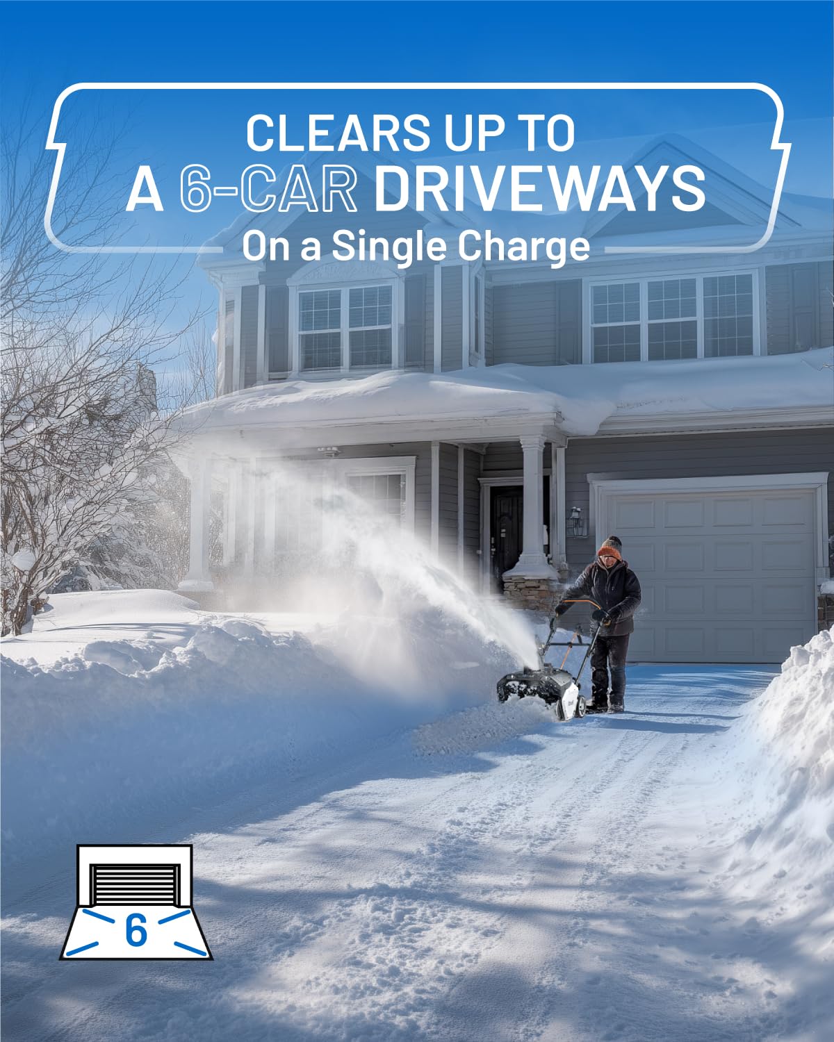 Litheli Cordless Snow Blower, 40V Brushless Electric Snow Thrower with Wheels, 180° Adjustable Chute, LED Light, Easy Maneuver Snow Removal Kit with Battery for Driveway