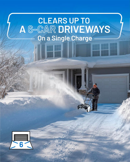 Litheli Cordless Snow Blower, 40V Brushless Electric Snow Thrower with Wheels, 180° Adjustable Chute, LED Light, Easy Maneuver Snow Removal Kit with Battery for Driveway