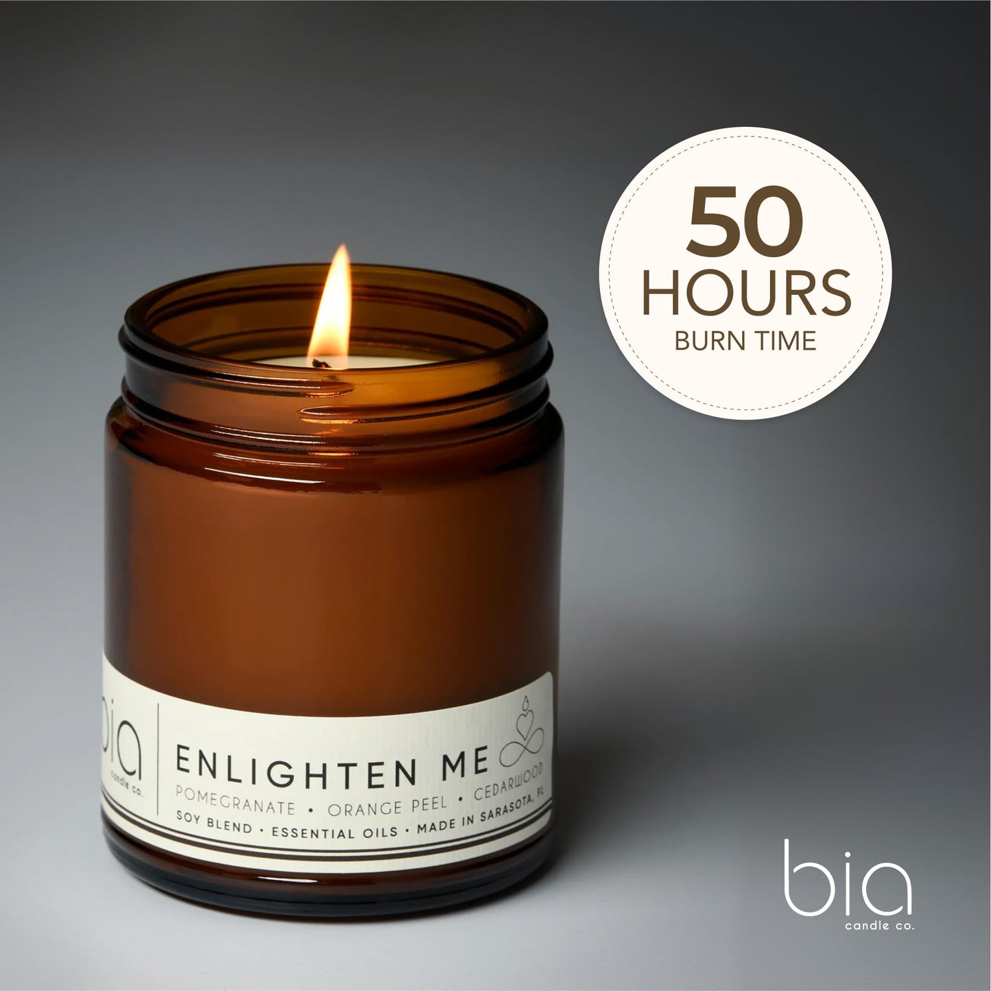 Bia Candle Co. Enlighten Me, Pineapple Pomegranate Cedar Soy Candle, Vanilla Orange, Perfume-Inspired, Hand Poured USA, High Fragrance Load, Lead-Free Wick, Mood Lifting Candle, 7 oz