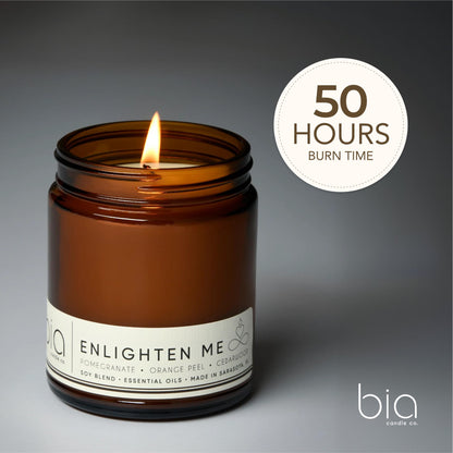 Bia Candle Co. Enlighten Me, Pineapple Pomegranate Cedar Soy Candle, Vanilla Orange, Perfume-Inspired, Hand Poured USA, High Fragrance Load, Lead-Free Wick, Mood Lifting Candle, 7 oz