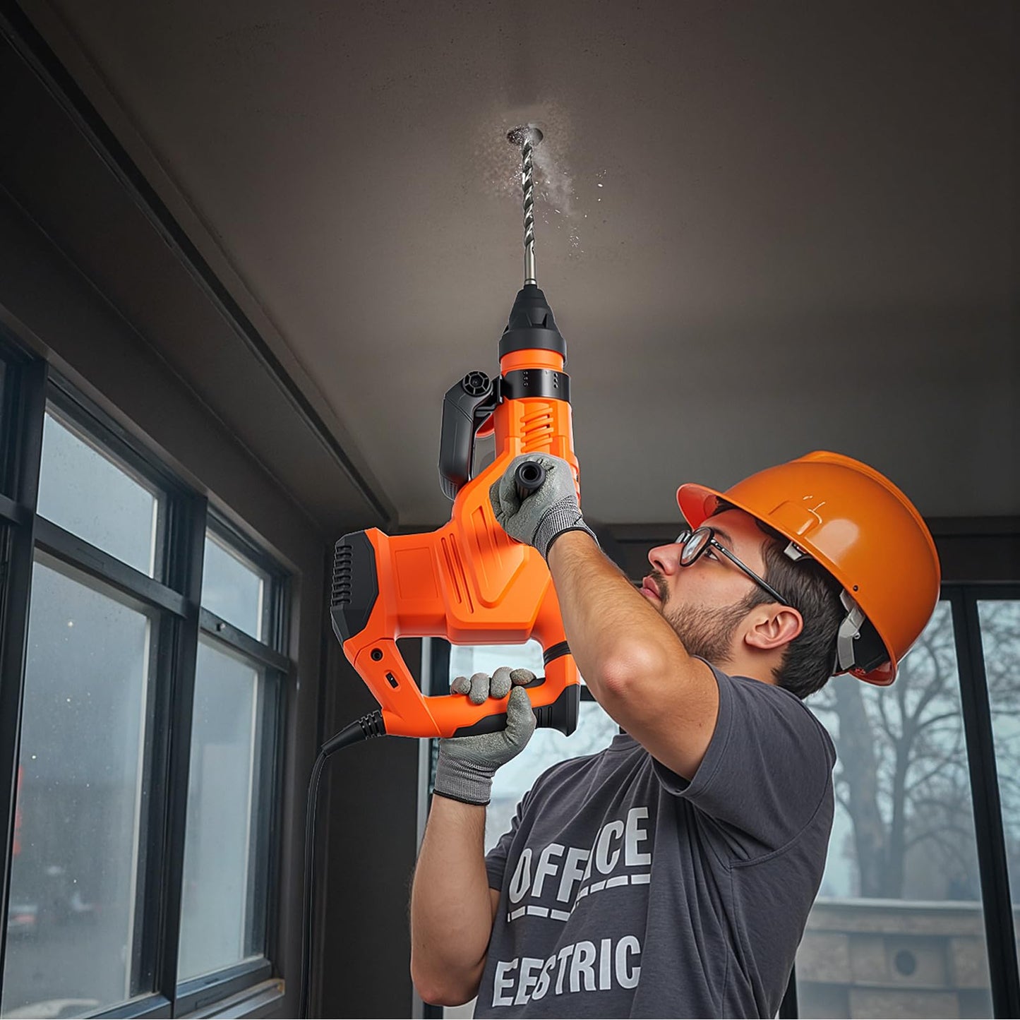 VEVOR 1-3/4" SDS-Max Rotary Hammer Drill, 13Amp Corded Drills, Heavy Duty Chipping Hammers w/Vibration Control & Safety Clutch, Electric Demolition Hammers, Power Tool For Concrete