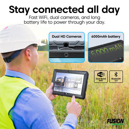 Fusion5 Built in USA 10.1” Windows 11 Professional Rugged Tablet PC - 12GB RAM, 512GB SSD, Intel 13th Gen, Full HD Windows Tablet Computer, HDMI, USB C - 2 Year Full Warranty with Accidental Damage