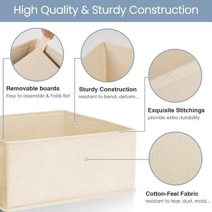 Criusia Drawer Organizer - 16 Pack Foldable Closet Storage Dividers for Clothes, Socks & Accessories | Beige