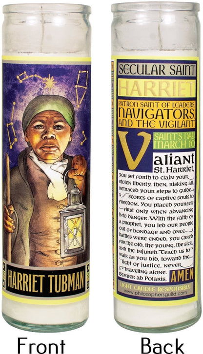 The Unemployed Philosophers Guild Harriet Tubman Secular Saint Candle - Unscented 8 Inch Tall Glass Prayer Votive, Made in The USA