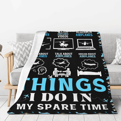 Airplane Throw Blanket, Aircraft Blanket, Pilot Gifts, Aviation Gifts for Men Boys Adults, Soft Flannel Plane Quilts, Airplane Decor, Lightweight Throw for Bed, Sofa, Outdoors, 40"x50" for Kids