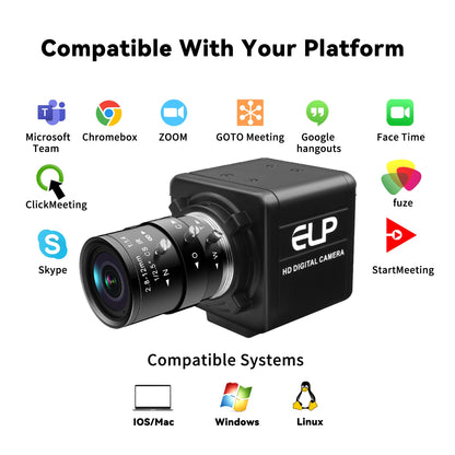 QILOVE Global Shutter USB Camera – 800P Monochrome Ultra High Speed 640fps[120/210/420fps Modes] – Manual Focus 2.8-12mm CS Lens – Compatible with Raspberry Pi, Linux, Mac & Windows
