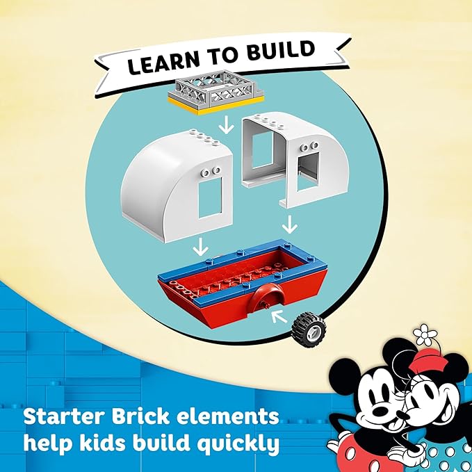 Lego Disney Mickey Mouse and Minnie Mouse's Camping Trip 10777 Building Toy with Camper Van Car &amp Pluto Figure for Kids 4 Plus Years Old