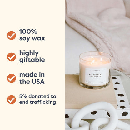 Calyan Wax Co. Home & Holiday 3 Wick Scented Candle - 43 Hour Burn - Luxury 3 Wick Soy Candles - Clean Soy Wax Candles - Long Lasting Large Glass Jar Candle for Home - 14.9oz