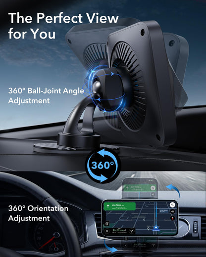 ESR for MagSafe Car Mount Charger with CryoBoost, Phone Cooling MagSafe Car Charger, Magnetic Wireless Car Charging, Air Vent/Dashboard Car Phone Holder for iPhone 16/15/14/13/12, S25, Fast Charging