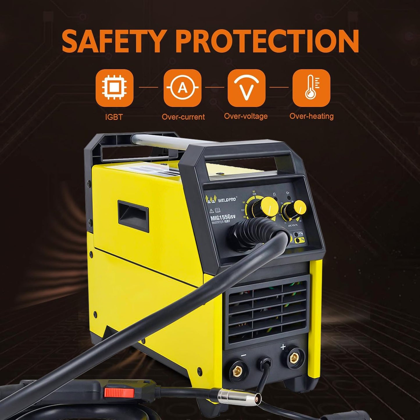 Weldpro 155 Amp MIG Welder, 110V/220V 3 in 1 Welding Machine, Flux Core MIG/Gas MIG/MMA/Stick Welder, Welder Machine with Synergy, IGBT Inverter Portable Welder Equipment for Beginner
