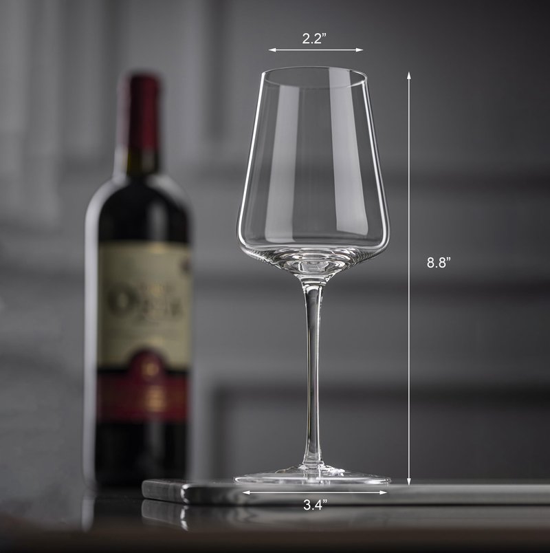 CnSneg Wine Glasses Set of 2, Premium Crystal Wine Glasses 13.5OZ for Red and White, Hand Blown Wine Glass with Long Stem, Thin Rim, Unique Wedding Gift