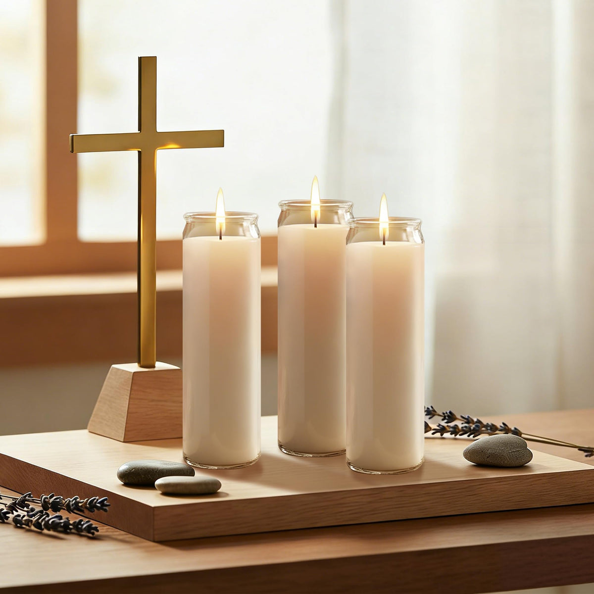 SRCVYLT 6PC White 7 Day Candles in Glass Container, Unscented Wax Prayer Candle, 2.5×8.1 Inches Pillar Candles for Memorials,Religious,Catholicism,Churches, Altars,Vigils Religious Occasions