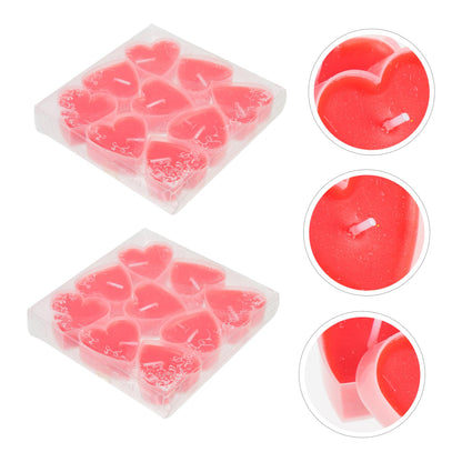 Mobestech 18Pcs Romantic Heart Shaped Tealight Candles Dripless Long Burning Red Proposal Decor for Weddings Bedrooms Parties and Valentines Day Ambiance