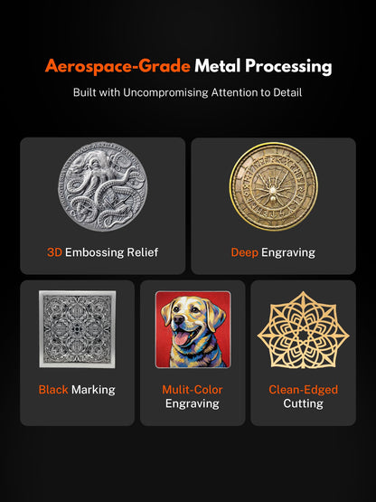 EM-Smart Dual 2, 30W MOPA + 20W Diode Laser Engraver, 100+ Color Metal Engraving, 15000mm/s Fast Laser Engraver and Cutting Machine for Jewelry, Metal, Wood, Leather, Acrylic, Glass, and More