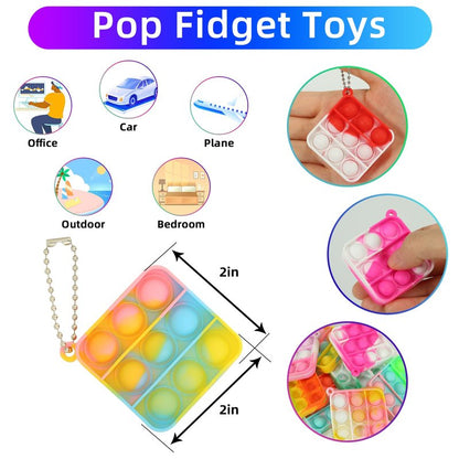 57PCS Party Favors for Kids,Fidget Toys Bulk Its Birthday Party Favors for Toddlers Adult, Small Classroom Prizes Box Fidgets Toys for Kids, Goodie Bag Stuffers, Treasure Chest, Bubbles Poppers