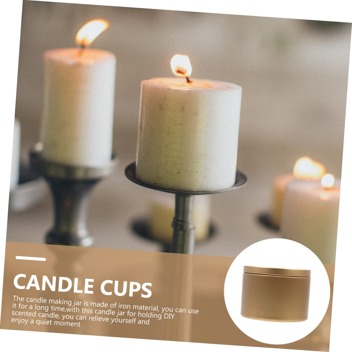 Veemoon 3pcs Iron Candle Holders Candle Jars for Projects Portable Making Containers for Home Decor and Elegant Party Settings