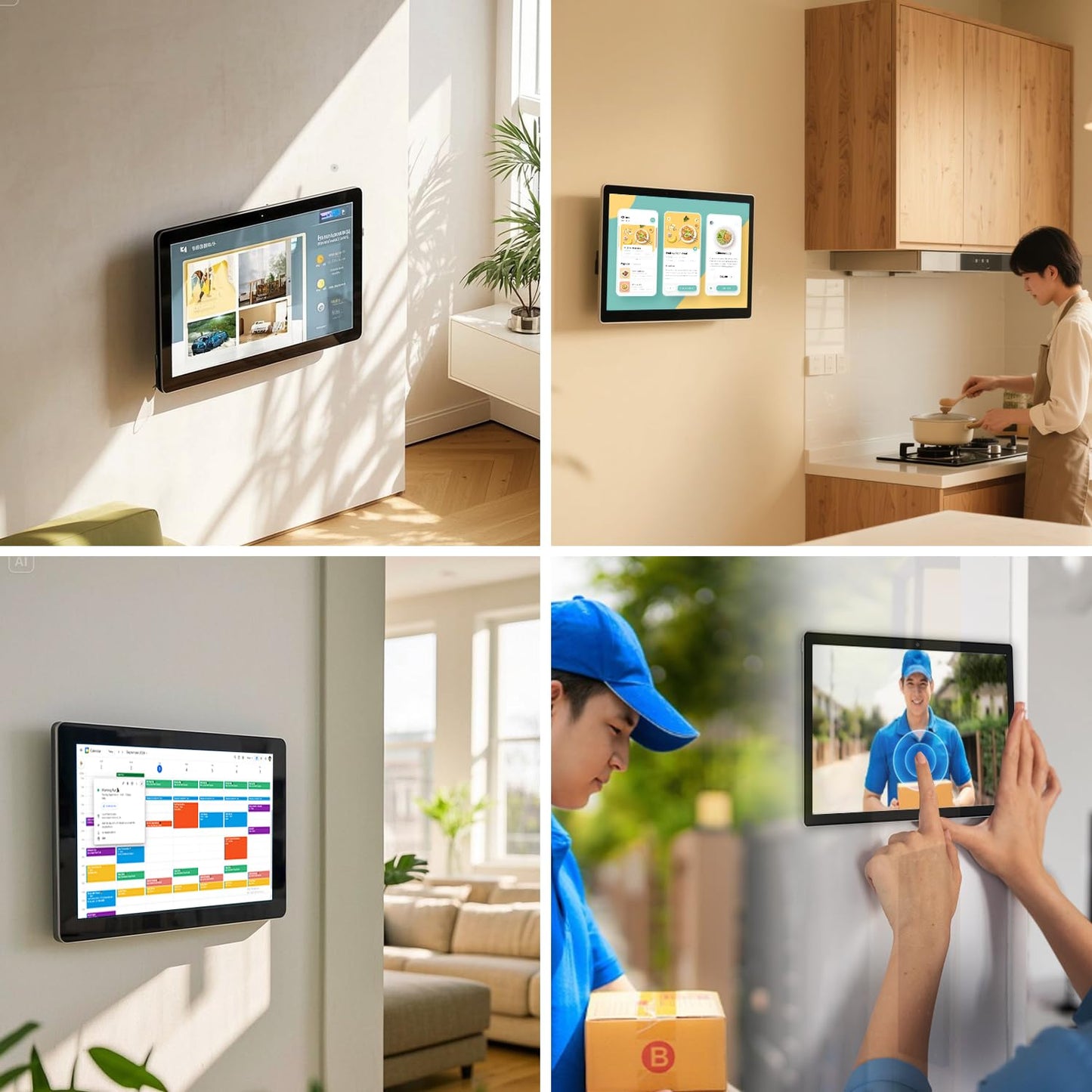 TouchWo 15.6 to 27 inch Touchscreen Digital Calendar & Wall Planners, Smart Whiteboard Calendar for Chore Chart & Work Schedule, Built in Speakers and Camera, Include Wall Mount & Desk Stand (17.3-inch)