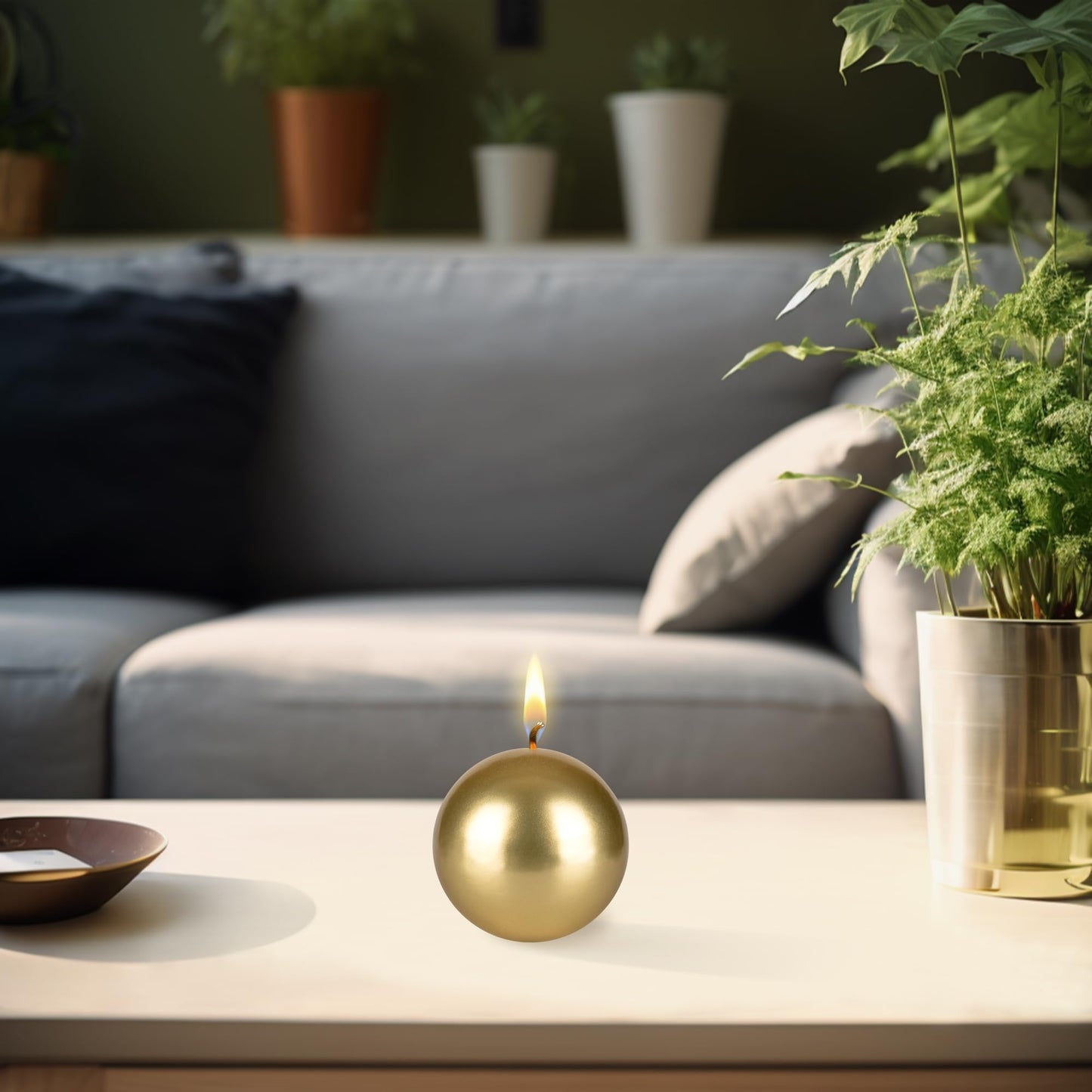 Mega Candles 6 pcs Unscented Gold Ball Round Candles, Hand Poured Premium Wax Candle 3 Inch x 3 Inch, Home Décor, Wedding Receptions, Occasions, Events, Festivities, Meditations, Relaxation