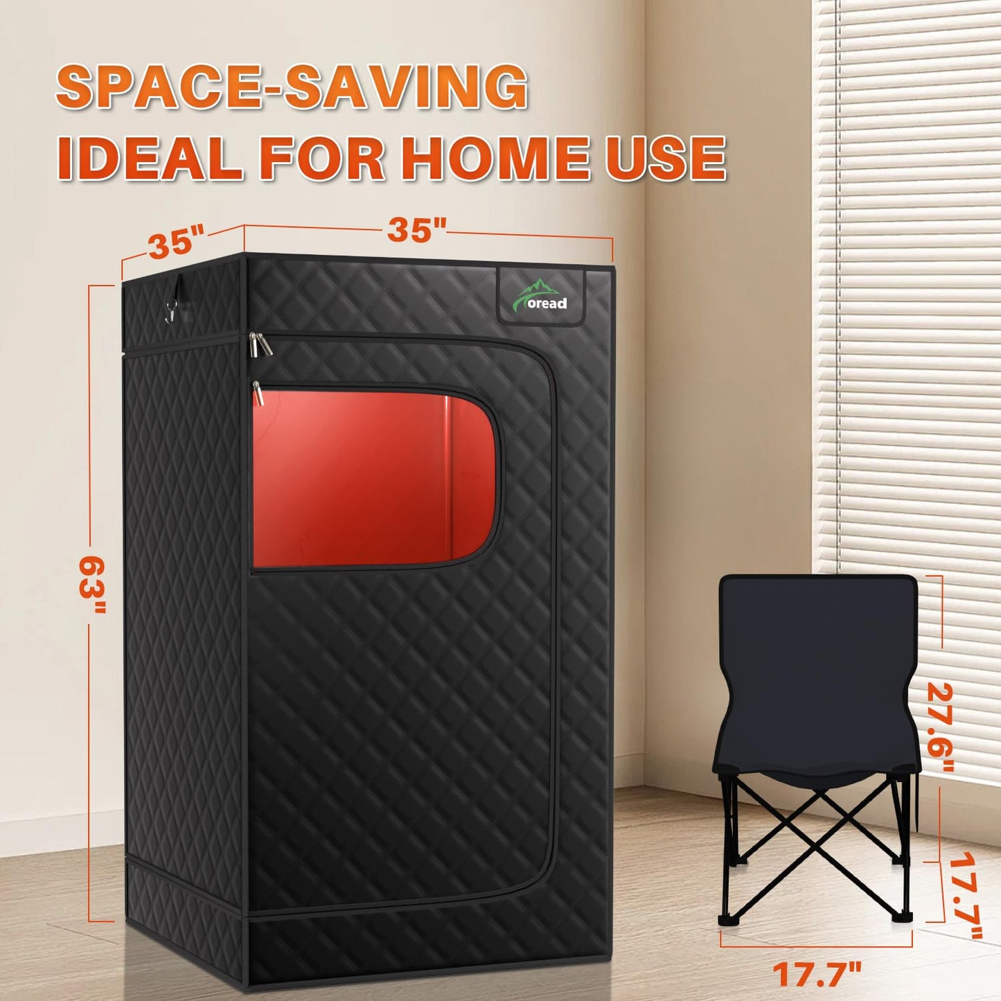 TOREAD Red Light Infrared Sauna with Red Light Therapy for Home,Portable Red Light Steam Sauna with 3L 1200W Steamer, Adjustable Temperature, Timer Setting, Remote Control, 35.4 * 35.4 * 63"