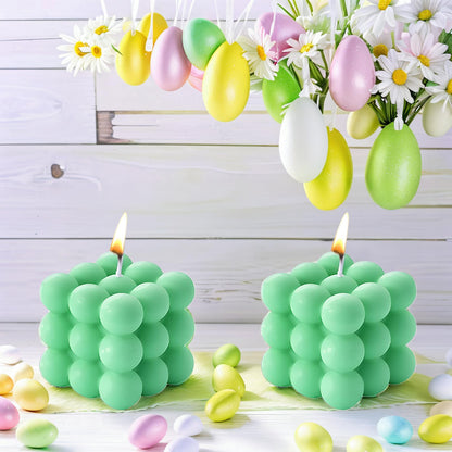 2PCS Bubble Candle Set, Cube Soy Wax Bubble Candles, Handcrafted Natural Scented Aesthetic Bubble Candle Set for Home Bedroom Decor, Birthday Mothers Day Gifts