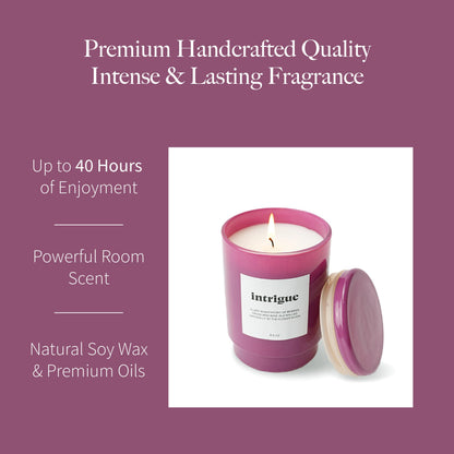 AromaLight 8.5oz with Lid Glass Jar Candle in Plum – Midnight Berry Sandalwood Scent, Intrigue Collection, Luxury Mini Candle
