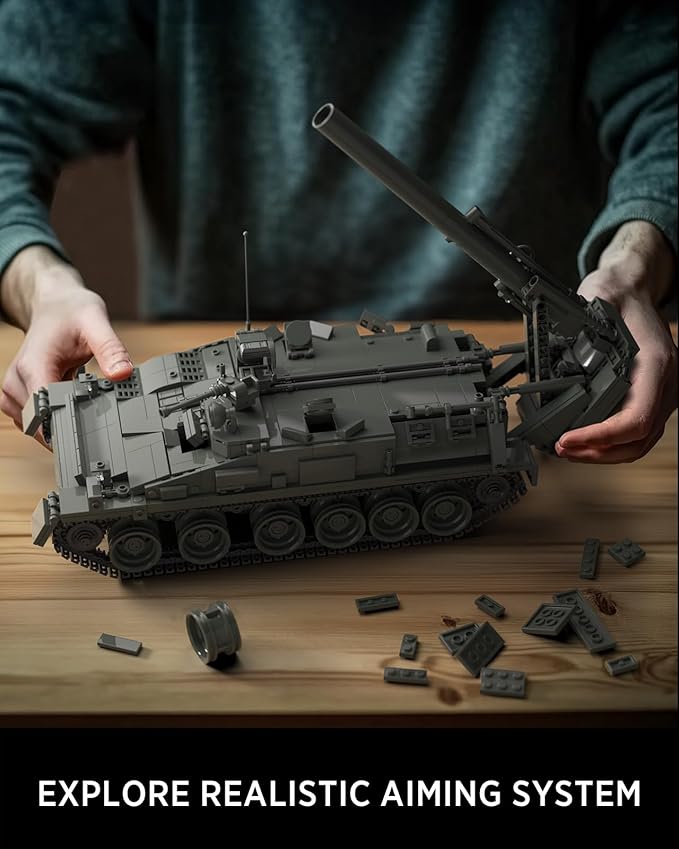 Nifeliz 2S4 Military Tank Building Model Self-Propelled Heavy Mortar Set for Adults Collectible Model to Build and Display Gift for Military Fans (1438PCS NF10291)