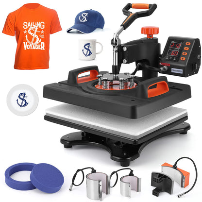 Garvee Heat Press Machine, 12 X 15 in Heat Transfer Machine, 360°Swing Away, 6 in1 Heat Press, 800W Sublimation Machine, Digital Industrial-Quality Shirt Pressing Machine for Hat, Cap, Mug, Plate