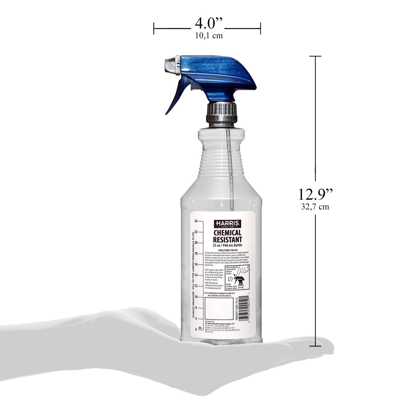 HARRIS 100% Chemically Resistant Professional Spray Bottles, 32oz (12-Pack)