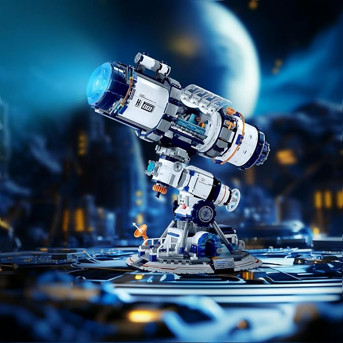 JMBricklayer Space Telescope Building Sets for Adults Cool Space Planet Building Toys with Lights 70009 Space Exploration Telescope Model Kits for Adult Ideal Gift for Space Lovers Kid 14+(995PCS)
