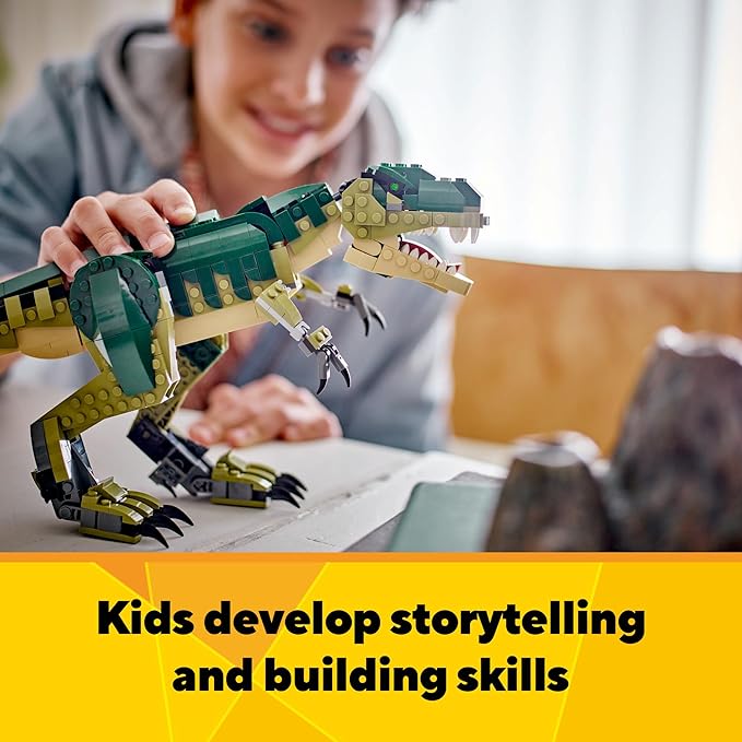 LEGO Creator 3 in 1 T Rex Toy - Dinosaur Toy Building Set for Kids Boys &amp Girls Ages 9+ - 3 Building Options T-Rex to Triceratops to Pterodactyl - Gift Idea for Birthdays - 31151