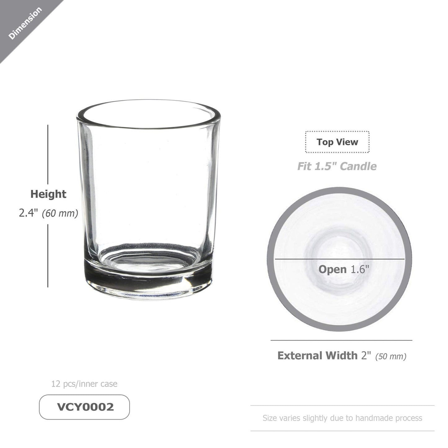 WGV Tea Light Votive Candle Holder 2x2.4, Clear Tiny Utility Cylinder Glass Vase, Small Planter Terrarium for Home Accent Decor, 24 Pieces