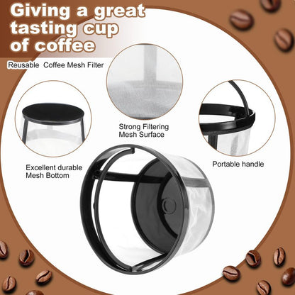 Maxdot 4 Packs Reusable Coffee Filters 4-5 Cup Replacement Mesh with Handle 2.8 x 3.1 x 2 Reusable Filter Basket Compatible with Mr. Coffee Most Coffeemakers Brewers Universa(Nylon,White)