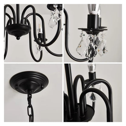 Ceiling Chandelier Iron Crystal LED Hanging Light Candle Pendant Lamp E14 Lustre Home Kitchen Living Dining Room Hotel ﻿,Comfortable Lighting