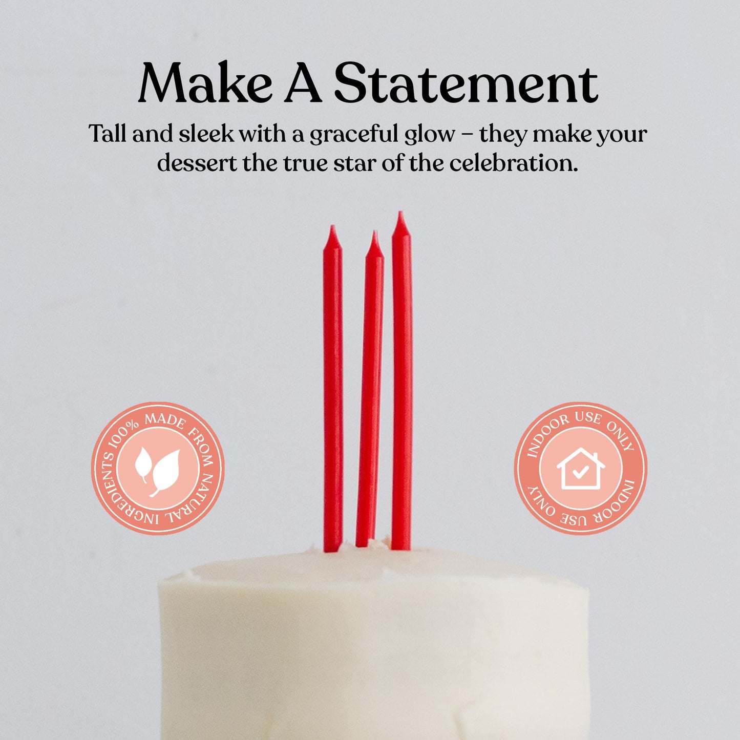 Sisterly Market 20 Count Tall Skinny Red Solid Birthday Cake Candles for Birthday Wedding Party Cakes Decorations