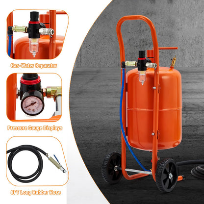 5 Gallon Sand Blaster Sand Blasting Machine, 60-110 Psi Pressure Air Sand Blasting Kit with 4 Ceramic Nozzles & Oil-Water Separator, Portable Abrasive Blaster for Paint Stain Rust Removal