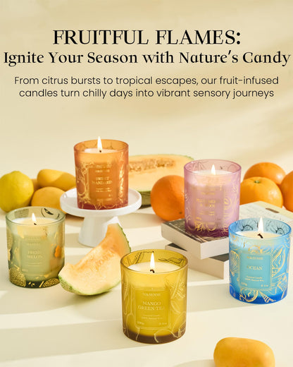 M&SENSE Natural Soy Wax Ocean Scented Candles, 8.1oz Non Toxic Soy Candle 42-Hour Slow Burning, Summer Fresh Smelling Candle for Bathroom Decor, Stress Relief Aromatherapy Candle Gifts