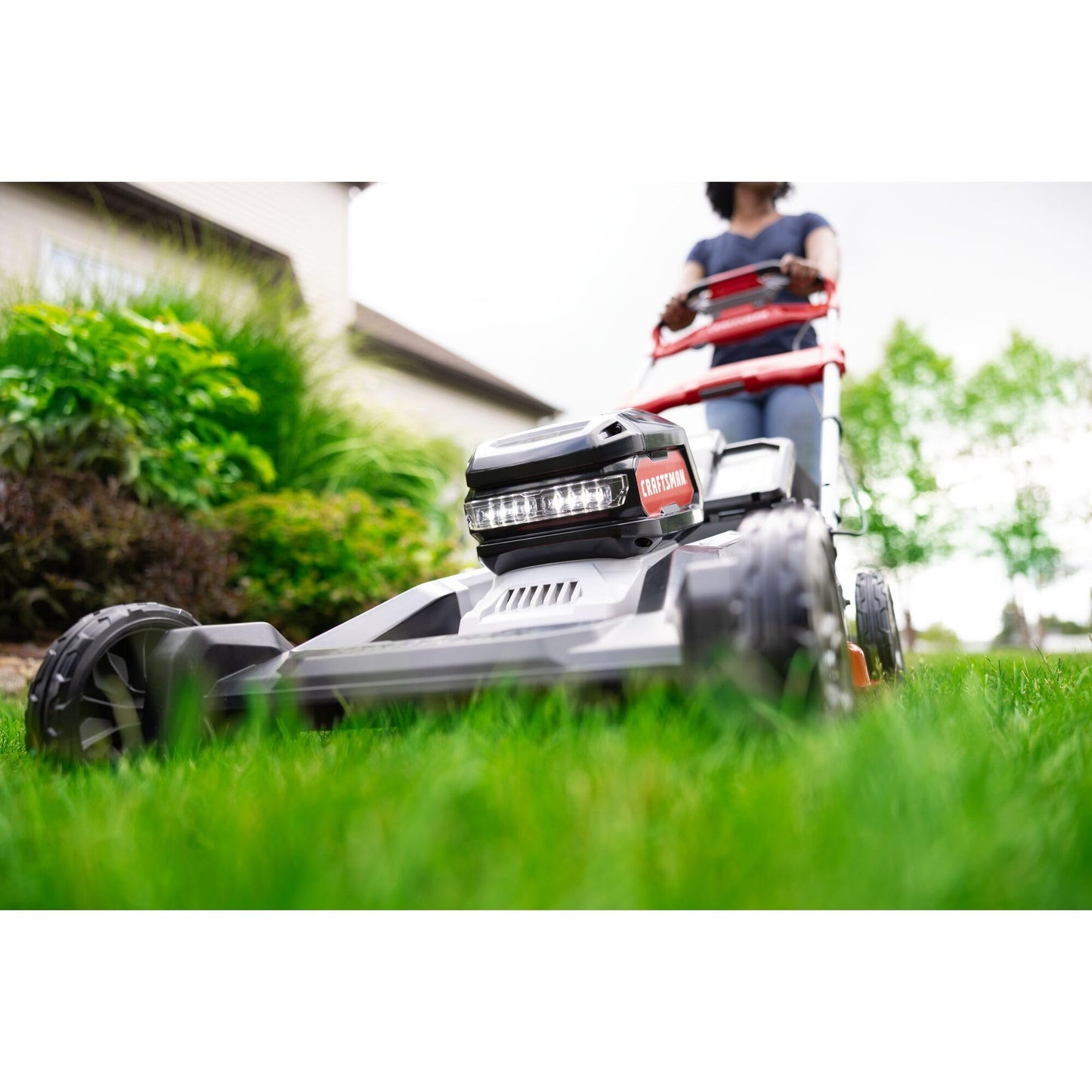 CRAFTSMAN V20 BRUSHLESS RP 21 in Rear Wheel Driver Mower, 2 x 9Ah Batteries and 2 Chargers Included, Up to 70 Min of Runtime, Self-Propelled, LED Headlights, Dual Blades (CMCMWSP320X2)