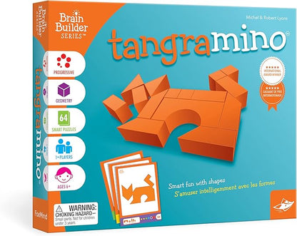 FoxMind Games: Tangramino Spatial Logic and Visualization Game Smart Fun with Shapes 64 Smart Puzzles to Work Through 6 Levels of Complexity Develops STEM Skills 1+ Players for Ages 6 and up
