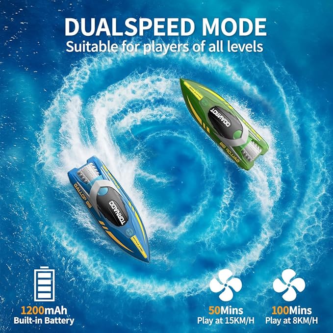 RC Boat 2 Pack Remote Control Boats for Kids &amp Adults15KM/H Twin-Screw Waterproof RC Boats with 2.4GHz RemoteLED Lights One-Key FlipDual Speed Modes4 Rechargeable BatteriesPool &amp Lake Ra