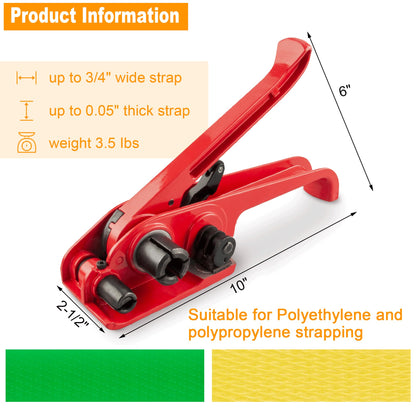Heavy Duty Poly Strapping Tensioner & Cutter Manual Banding Tools, Banding Tensioner Cutter Cord Strapping Machine Windlass for 1/2" - 3/4" Width Polyester Polyproplyn Strap(8 Pack)