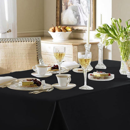 Fitable Black Tableclothes for Rectangle Tables, 6 Pack - 90 x 156 Inch - Reusable and Elegant Tablecloths, Polyester Fabric Table Covers for Wedding, Party, Banquet, Formal Events