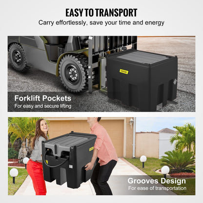 VEVOR Portable Diesel Tank, 116 Gallon Capacity & 10 GPM Flow Rate, Diesel Fuel with 12V Electric Transfer Pump and 13.1ft Rubber Hose, PE Transfer Tank for Easy Fuel Transportation, Black