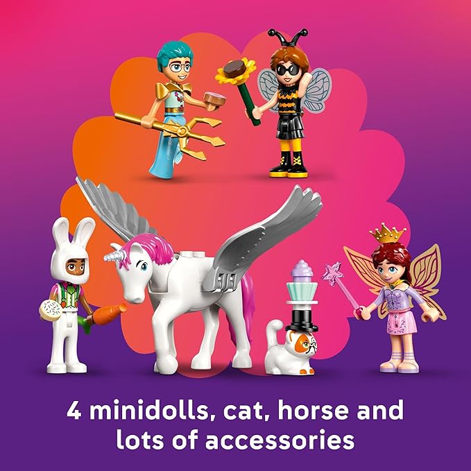 LEGO Friends Costume Party with Unicorn &amp Fairy Pretend Play Building Toy - Interactive Storytelling Playset with Cat and Unicorn Toys - Creative Birthday Gift Idea for Girls &amp Boys 6+ - 4266